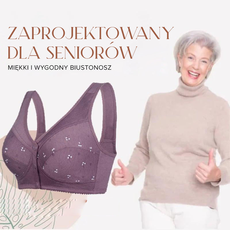 Bavlnená podprsenka v seniorskom dizajne so zapínaním vpredu